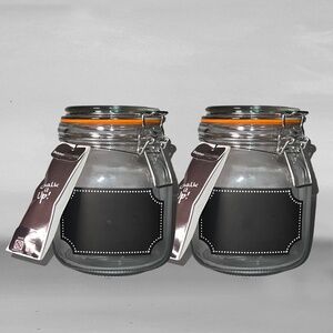 2 Glass Canisters with Chalkboard Label